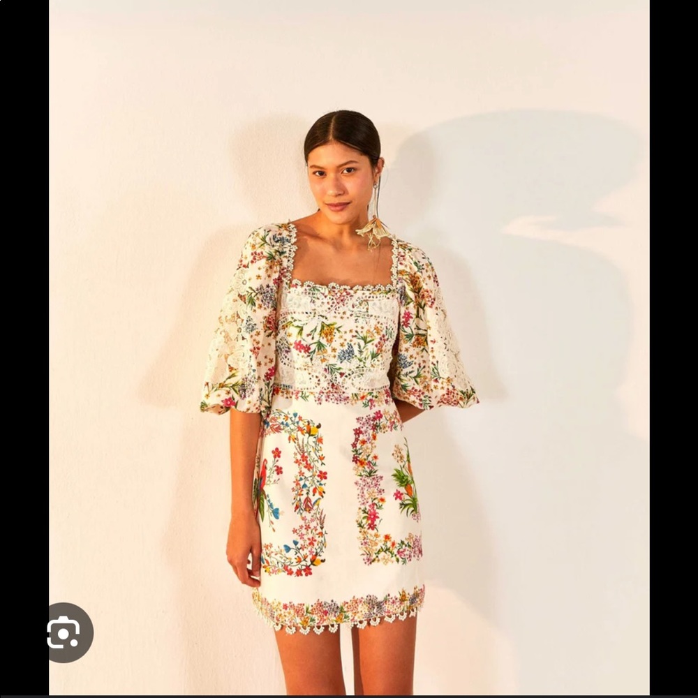 Delicate forest scarves mini dress Farm Rio size XS